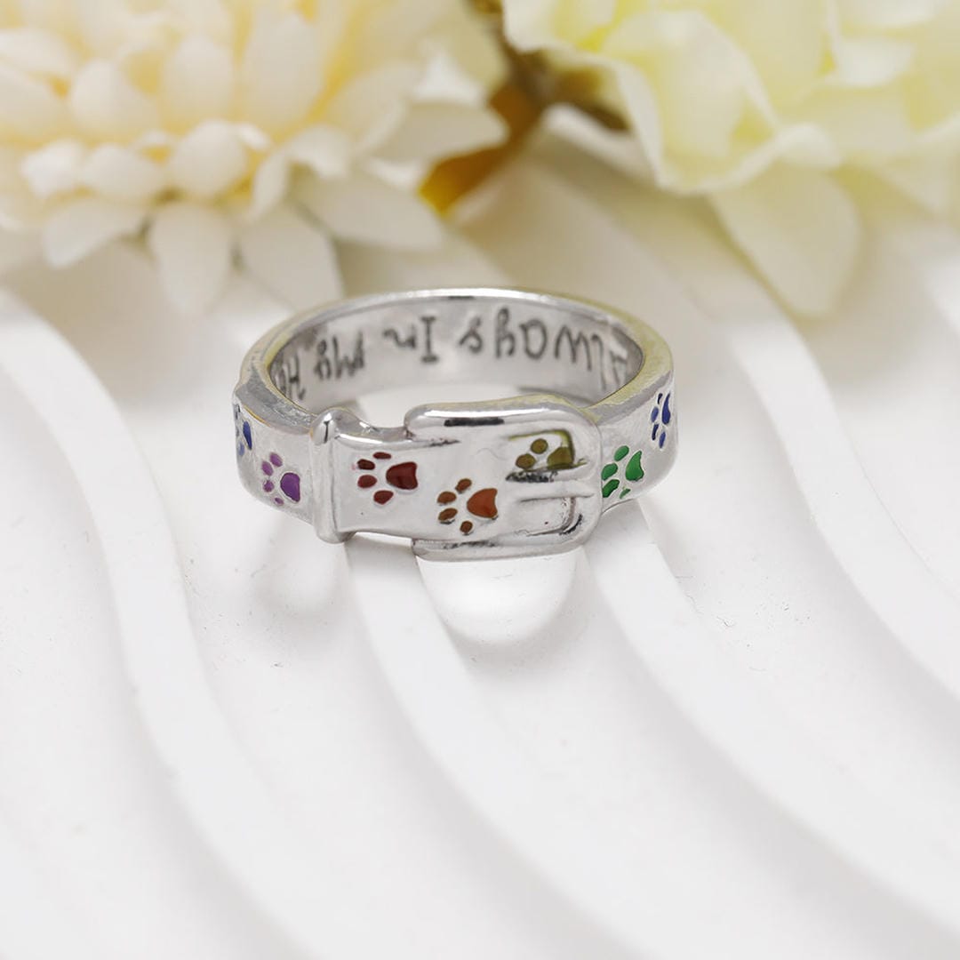 Bague de collier de patte "Toujours dans mon cœur"