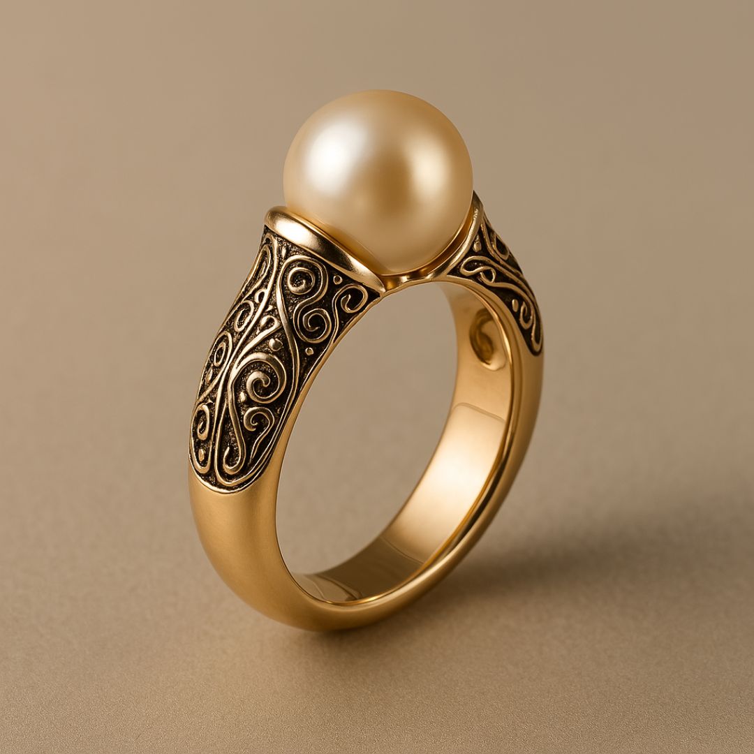 Bague intemporelle vintage perle or
