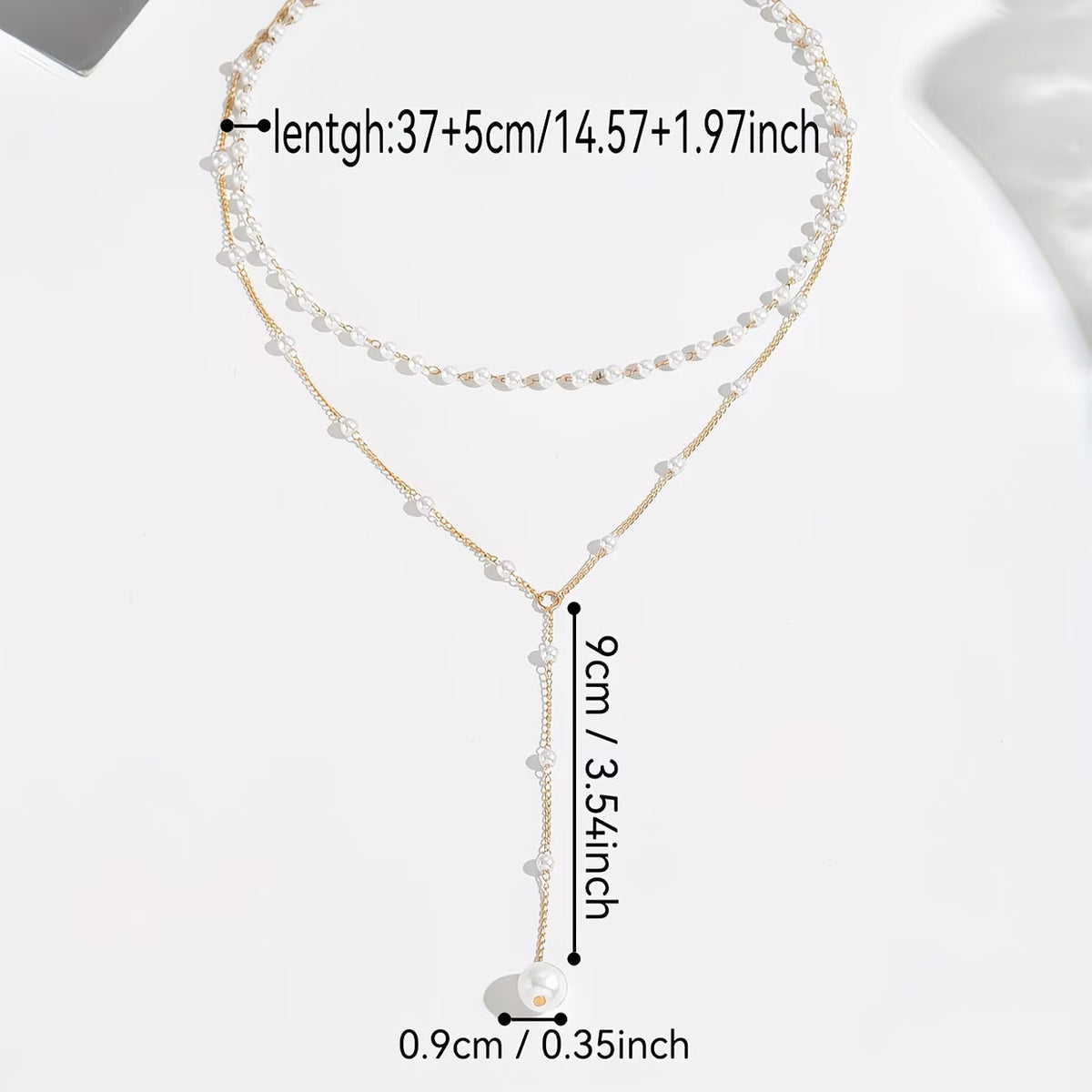 Collier perles blanches dégradées, pendentif perle, longueur 37+5 cm