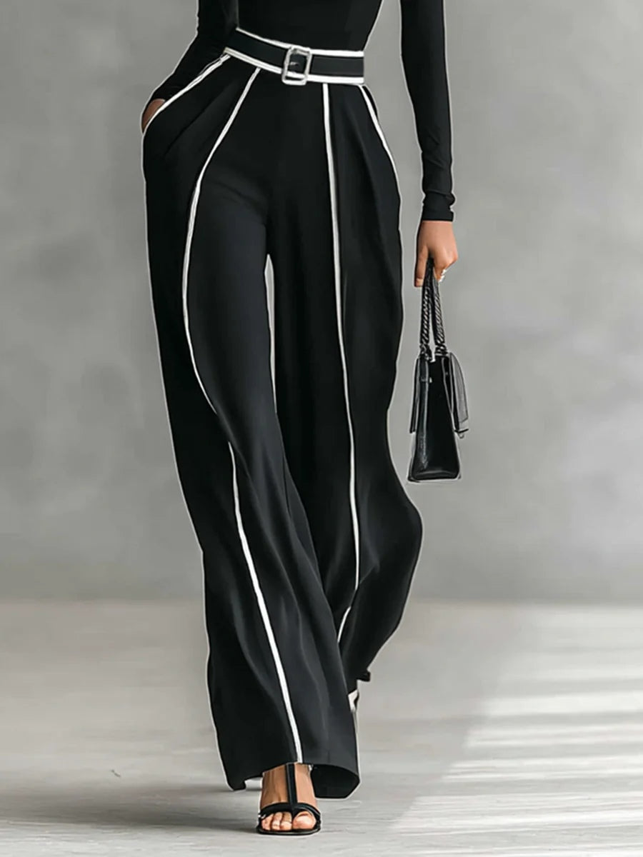 Emma | Ensemble Élégant à Col Montant et Pantalon Large