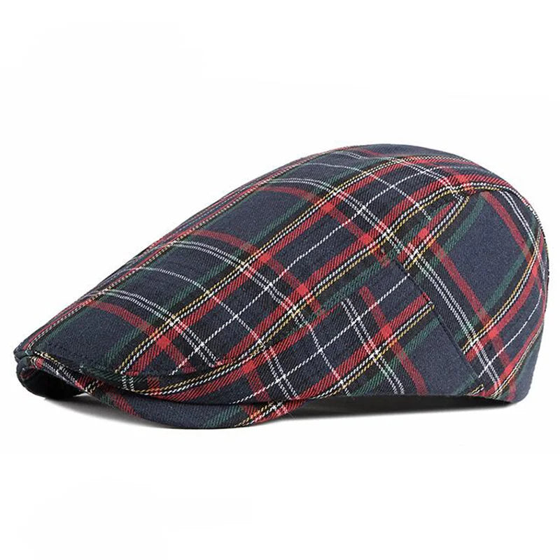 Casquette Bloom™ à carreaux bleu foncé, vue latérale, style gavroche