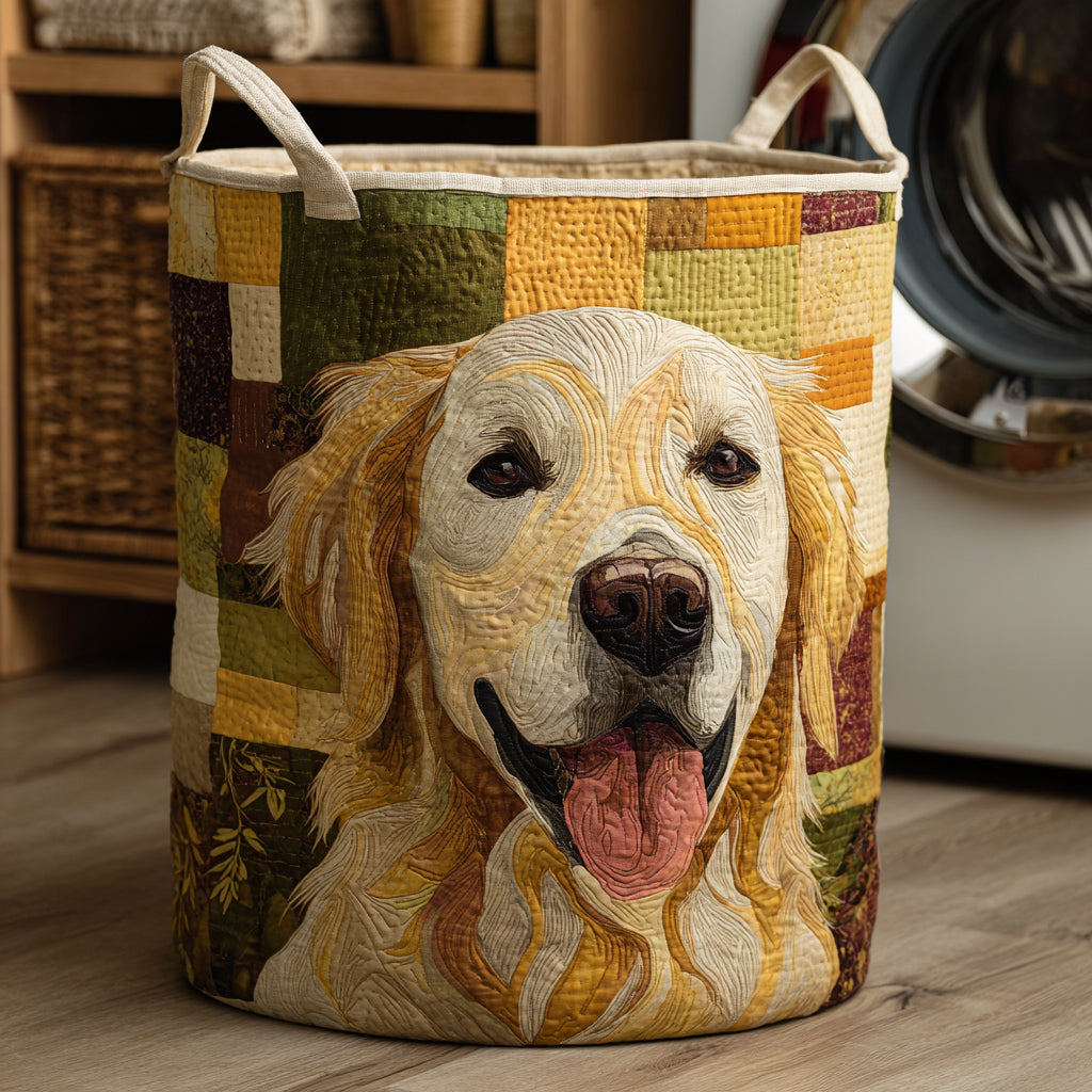 Panier à linge heureux golden retriever