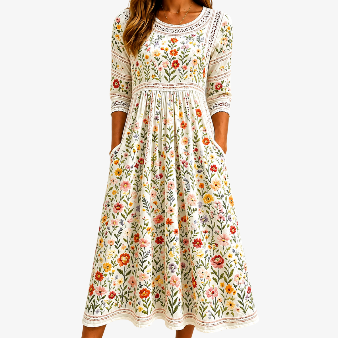 Robe Midi Charme Prairie Fleurie