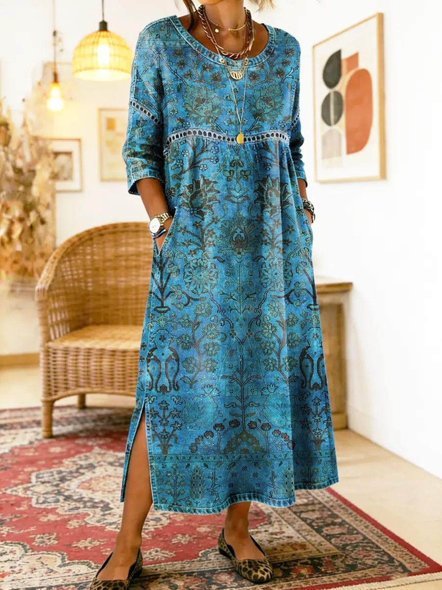 Carmen | Robe Imprimée Bleue