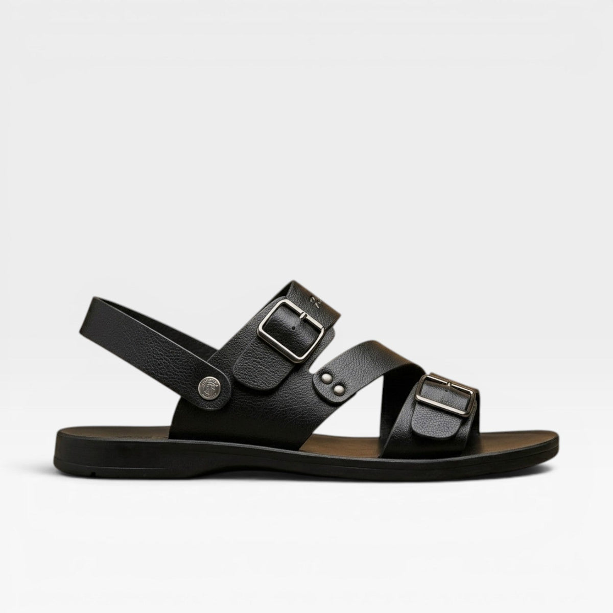 Sandales en cuir à bride réglable pour hommes – Style d'été confortable à boucle