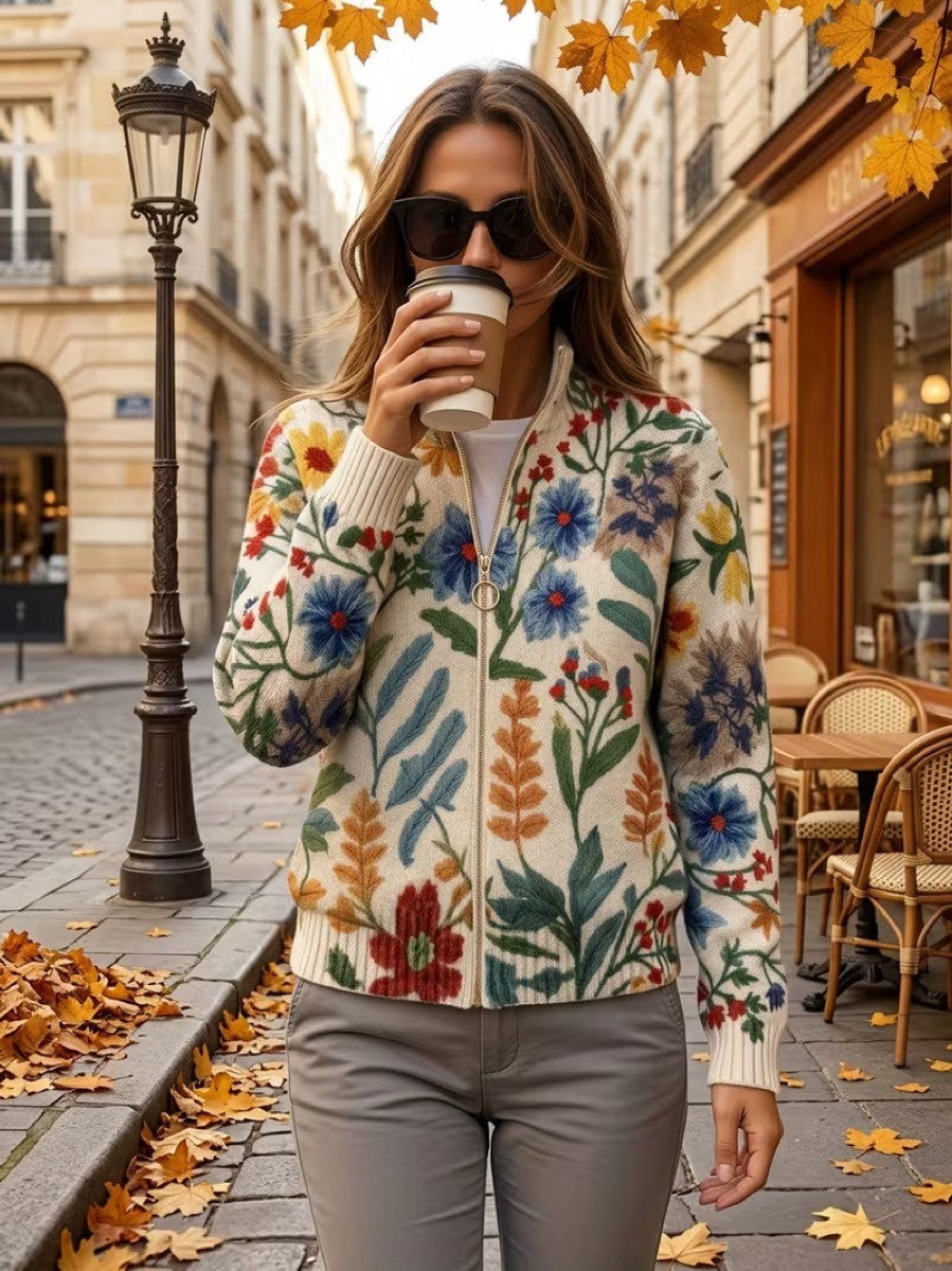 Tabitha | Cardigan zippé floral du jardin botanique