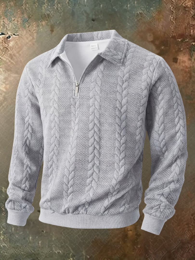 Julian pull demi-zip torsadé gris clair
