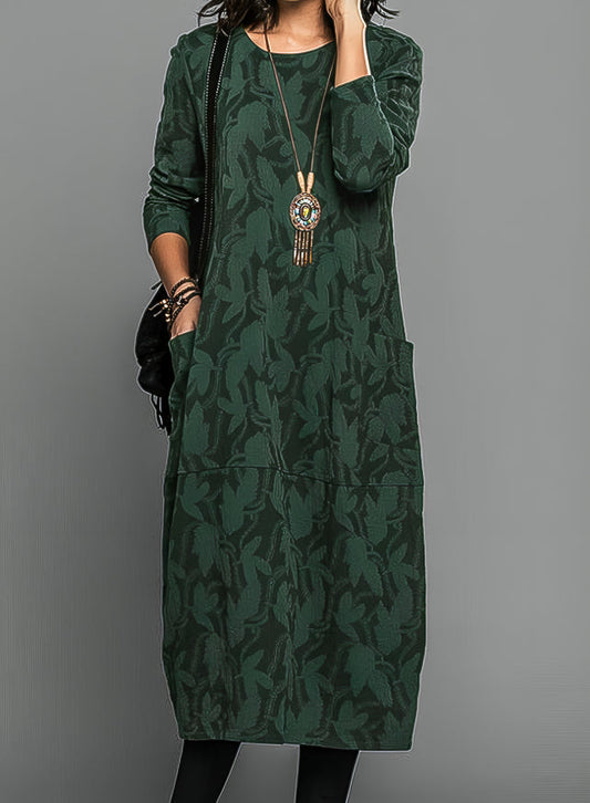 Robe midi Erminia à feuilles – vert