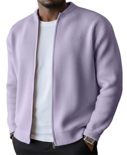 Gaspard cardigan zippé côtelé – Violet