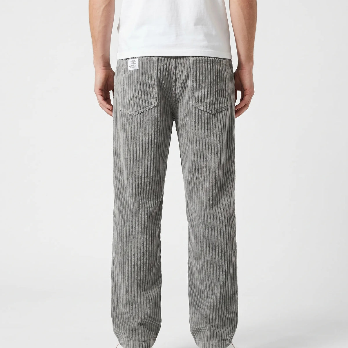 Pantalon en velours côtelé gris clair pour homme, coupe droite, poches avant