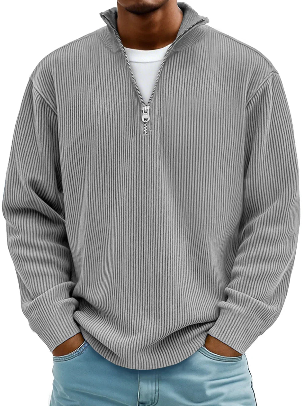 Maison Mireille | Pull Col Zippé Côtelé Marc