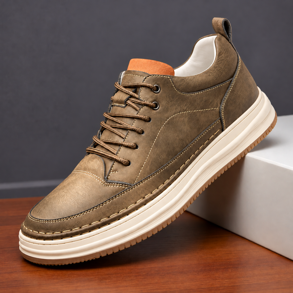 Baskets en cuir Maverick – kaki