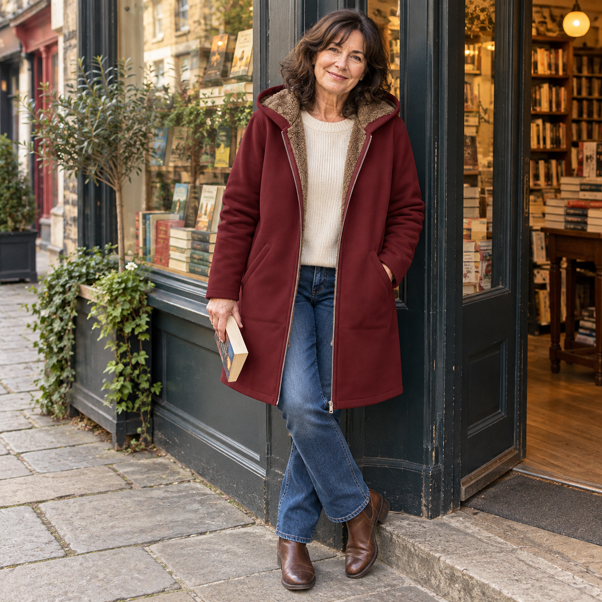 Solange | Manteau Sherpa Bleu Marine
