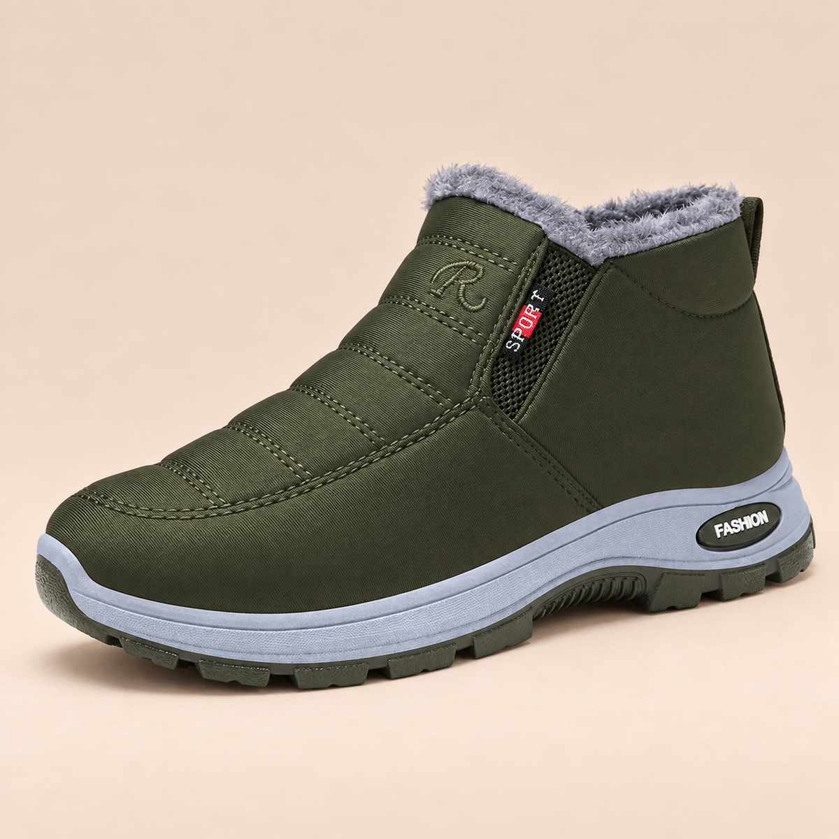 Maël chaussure de marche doublée imperméable – Vert olive
