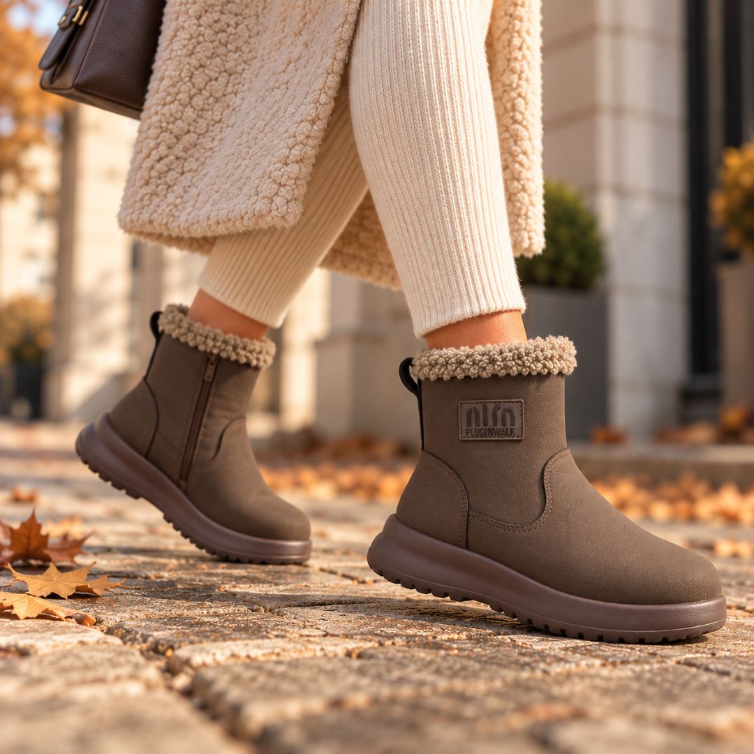 Maja bottines fourrées teddy à zip, marron