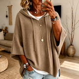 Manon – Pull poncho taupe douillet