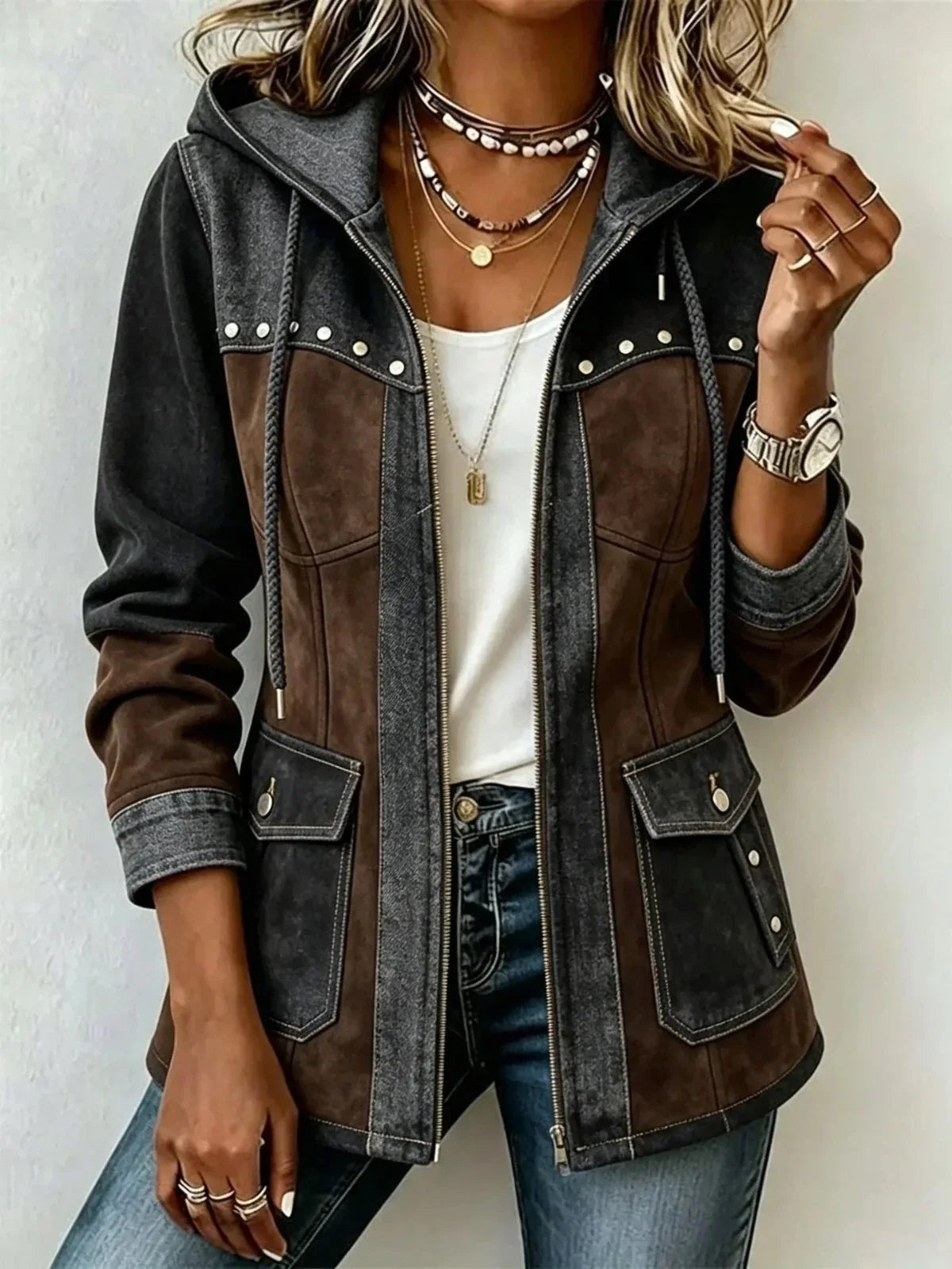 Maison Mireille| Veste à Capuche Bi-Matière Véronique