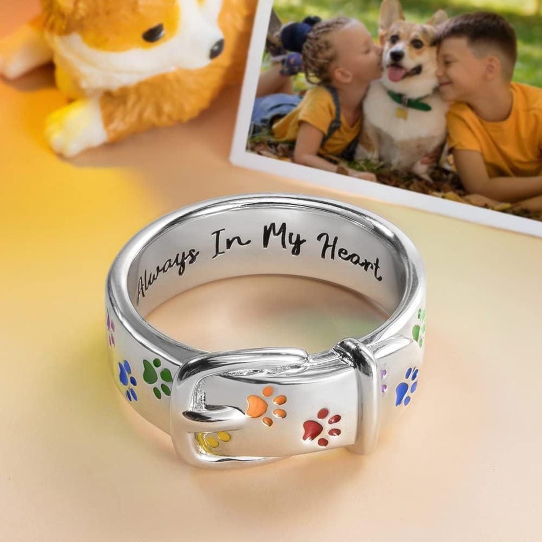 Bague de collier de patte "Toujours dans mon cœur"