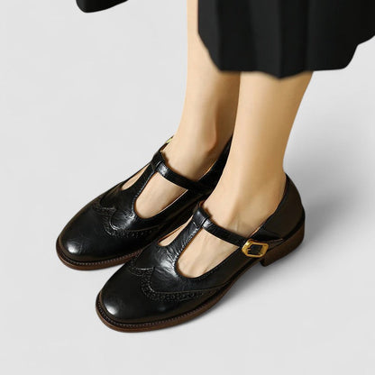 Chaussures Oxford bébé noires à brides croisées et boucle, bout fermé, talon bloc