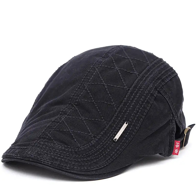 Casquette vintage Bloom™ noire pour animaux, surpiqûres losanges et zip décor