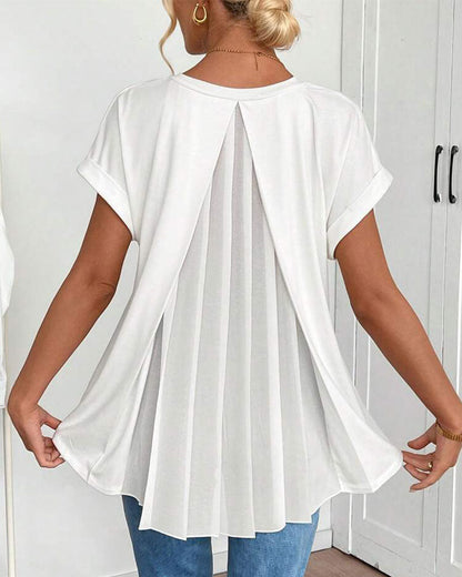 T-shirt manches courtes uni patchwork