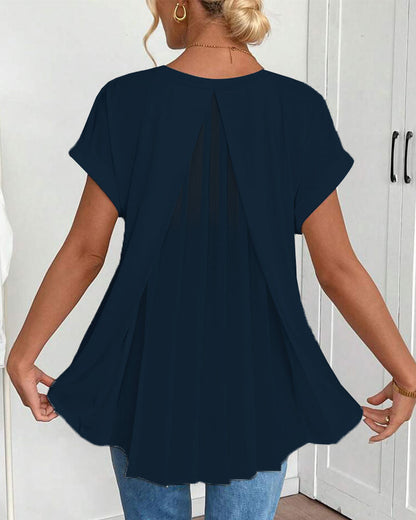 T-shirt manches courtes uni patchwork