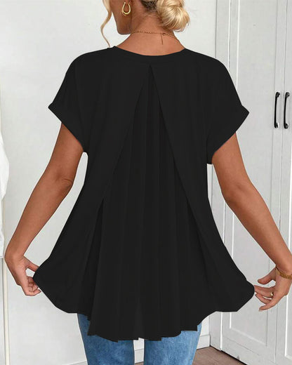 T-shirt manches courtes uni patchwork