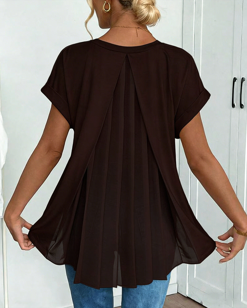 T-shirt manches courtes uni patchwork