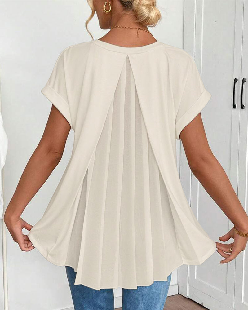 T-shirt manches courtes uni patchwork
