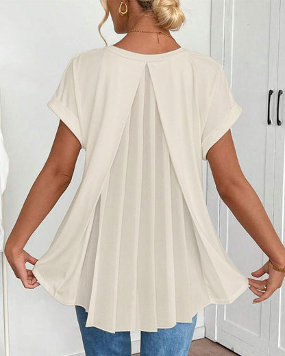 T-shirt manches courtes uni patchwork