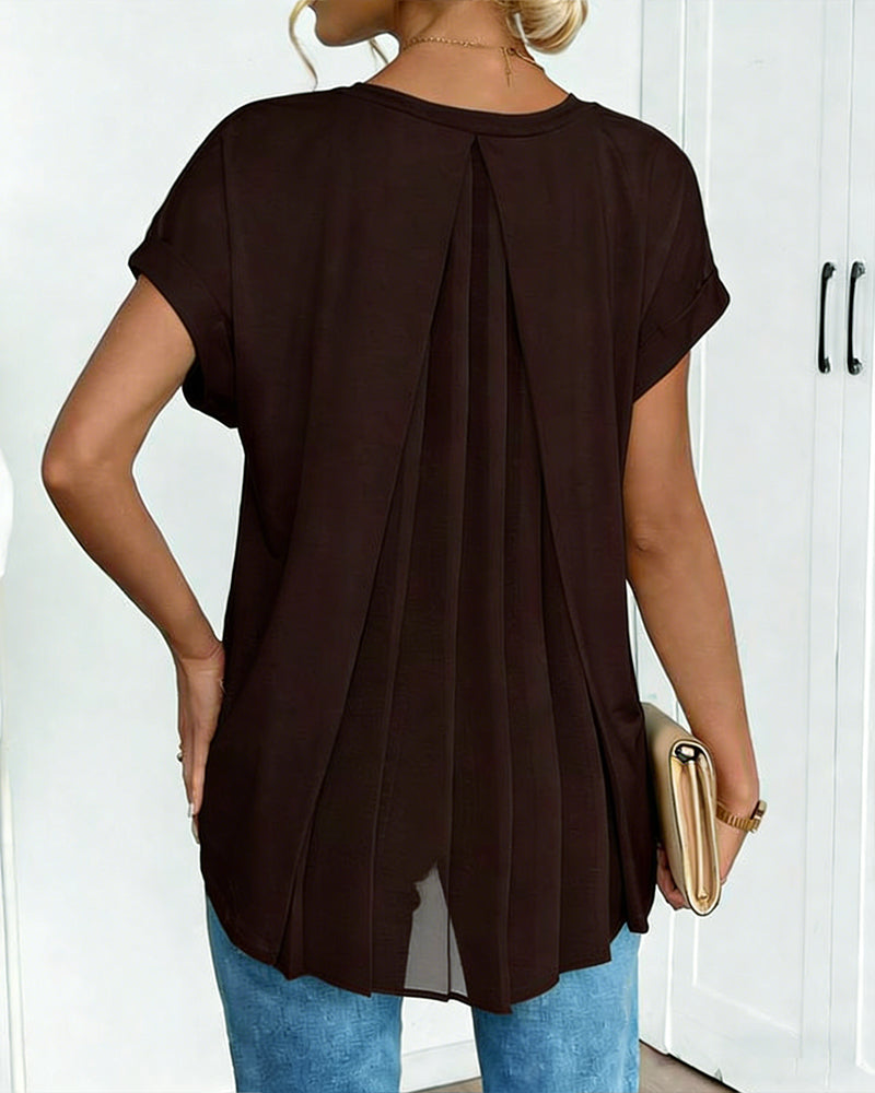 T-shirt manches courtes uni patchwork