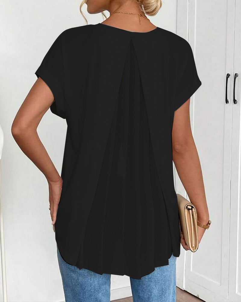 T-shirt manches courtes uni patchwork