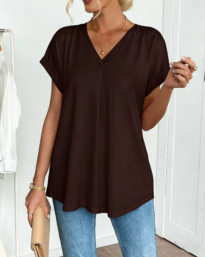 T-shirt manches courtes uni patchwork