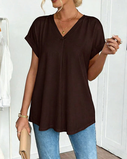 T-shirt manches courtes uni patchwork