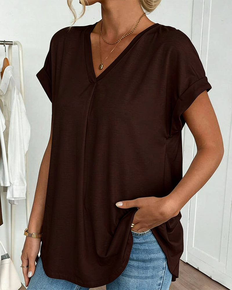 T-shirt manches courtes uni patchwork