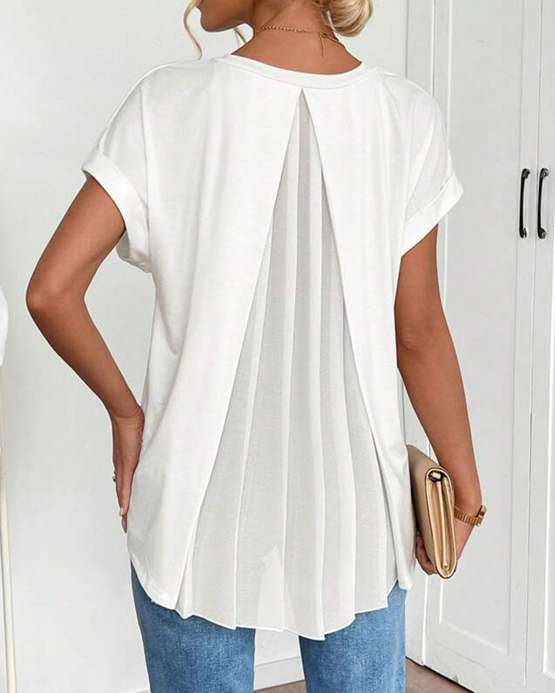 T-shirt manches courtes uni patchwork