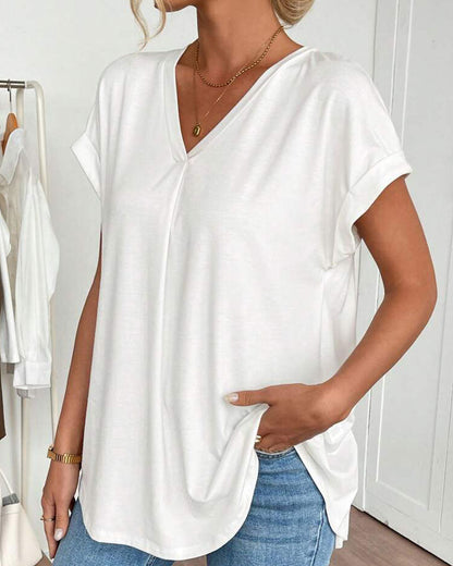 T-shirt manches courtes uni patchwork