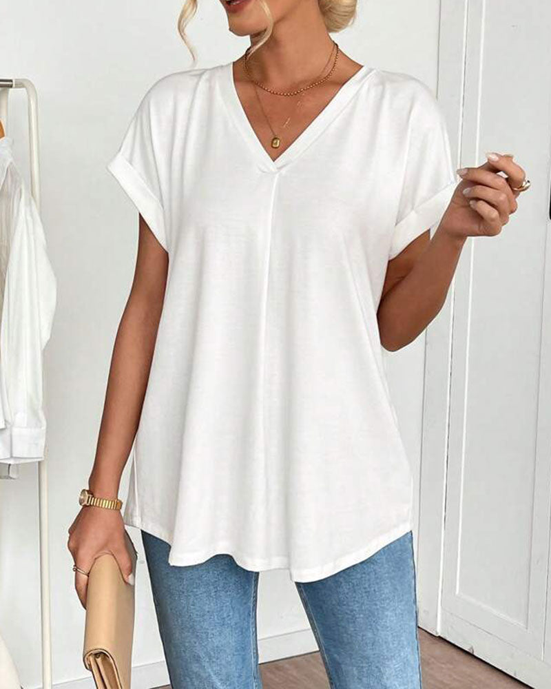 T-shirt manches courtes uni patchwork