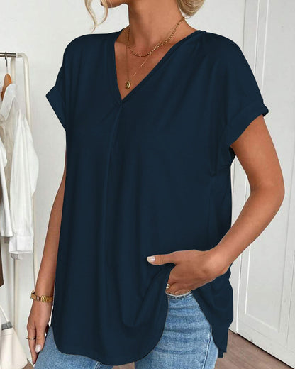 T-shirt manches courtes uni patchwork