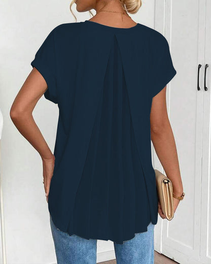 T-shirt manches courtes uni patchwork