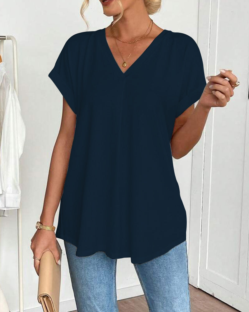 T-shirt manches courtes uni patchwork
