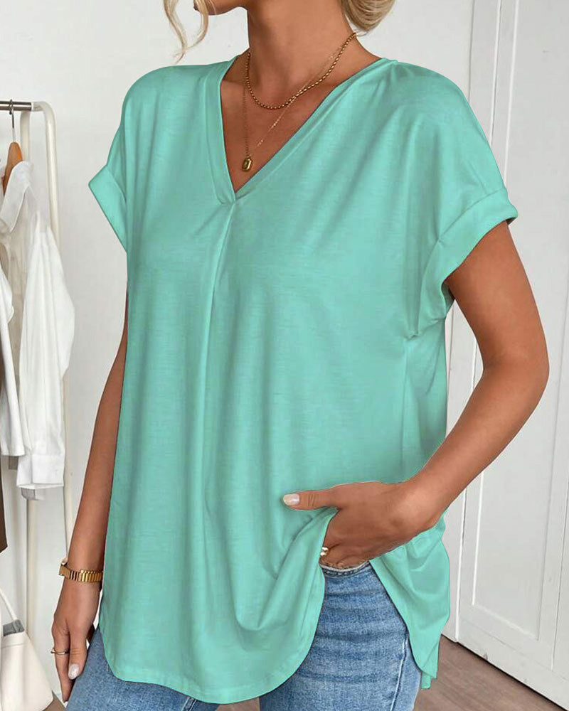 T-shirt manches courtes uni patchwork