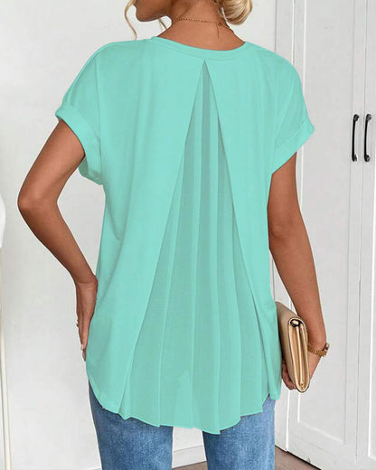T-shirt manches courtes uni patchwork