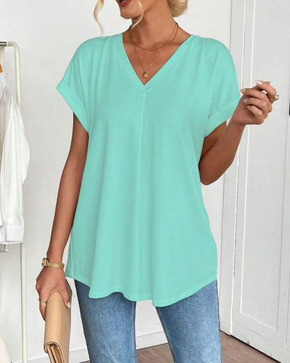 T-shirt manches courtes uni patchwork