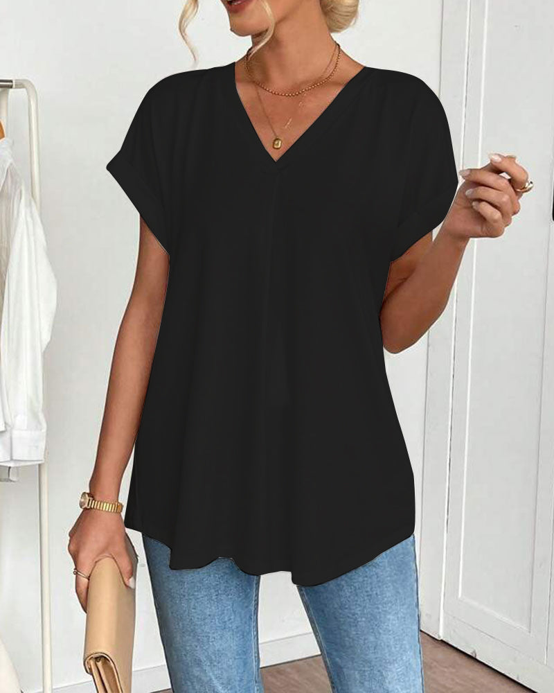 T-shirt manches courtes uni patchwork