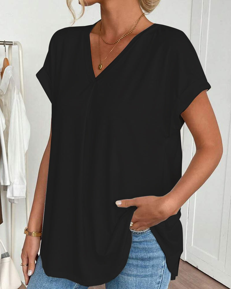 T-shirt manches courtes uni patchwork