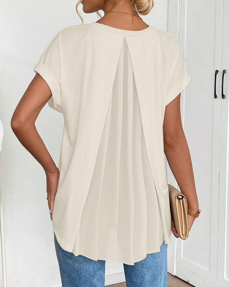 T-shirt manches courtes uni patchwork