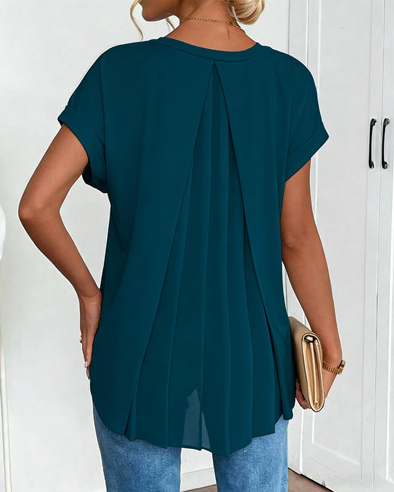 T-shirt manches courtes uni patchwork