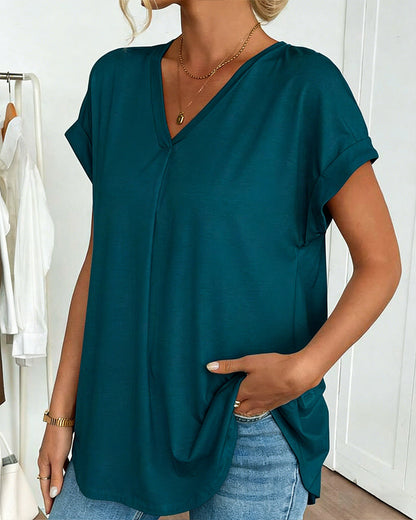 T-shirt manches courtes uni patchwork