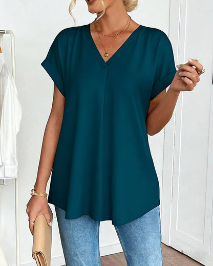 T-shirt manches courtes uni patchwork